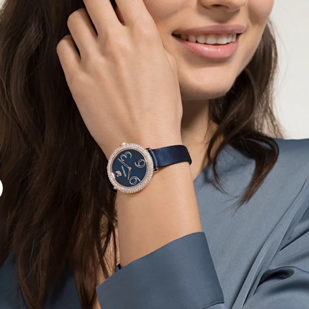 Elegant Navy Crystal-Trim Womens Watch